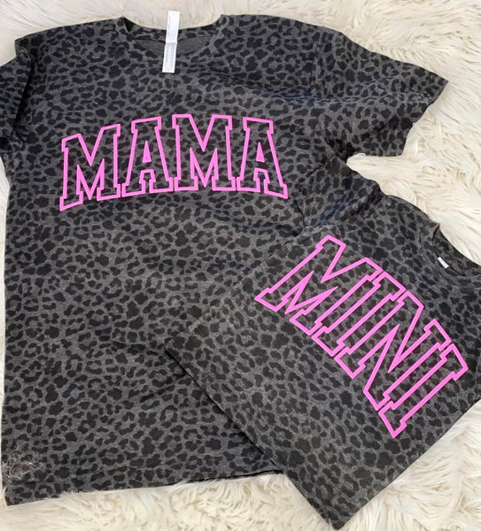 Leopard Pink Puff Ink Mama & Mini Tees - SIZE 6M