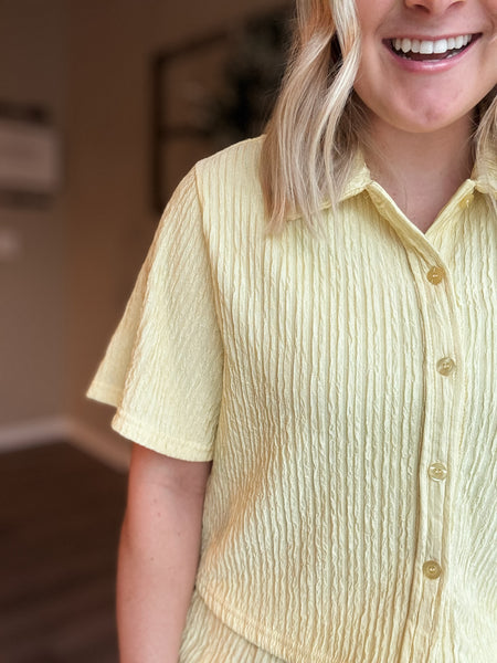 Del Mar Crinkle Loungewear Set - Yellow