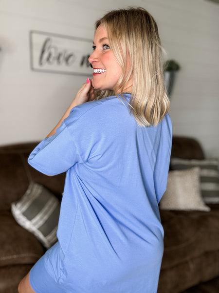 Going Far Top and Biker Short Set - Blue