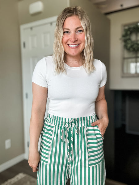 Santorini Stripe Wide Leg Pants - Green