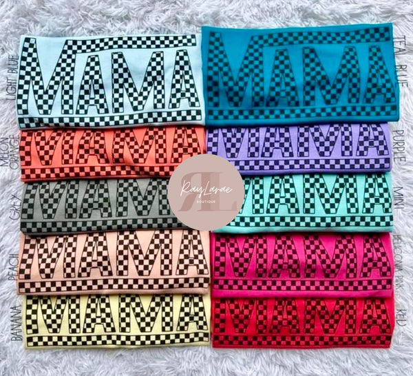 Checkered Mama Colorful Tees - 9 Color Options