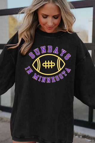 Corded Football Sweatshirts - Sundays In Minnesota