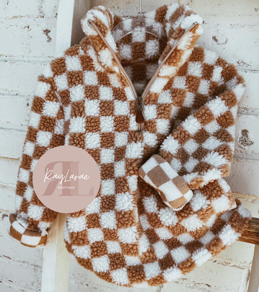 Checkered Sherpa Pullover - SIZE 18M