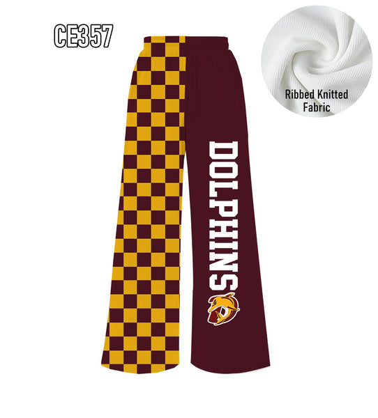 PREORDER Spiritwear Checkered Split Leg Bottom - DOLPHINS