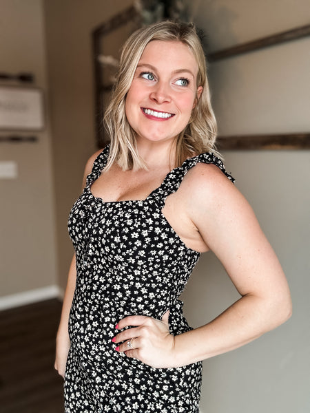 Tilly Floral Jumpsuit - Black
