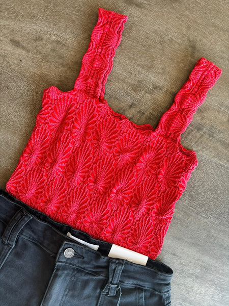 Dovie Textured Tank - Red