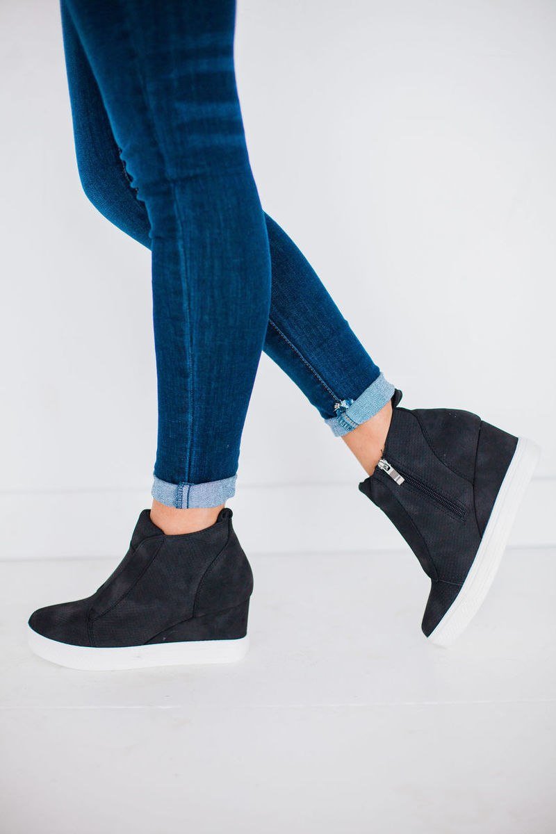 Zed Wedge Sneakers - Black - SIZE 7