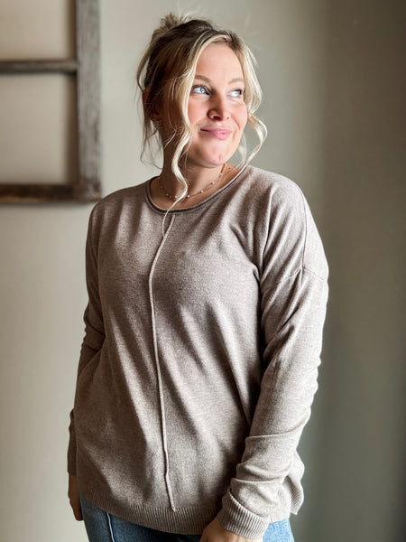Callen Front Seam Sweater - Ash Mocha
