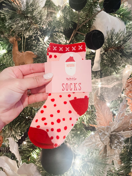 Red Whimsy Santa Socks - Child & Adult Sizes