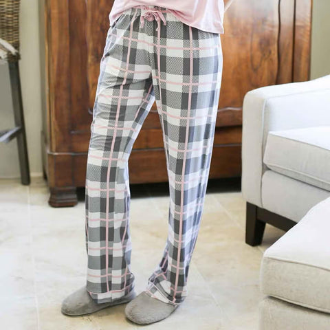 Pajama Party Pants - Grey/Pink Plaid - SIZE XS