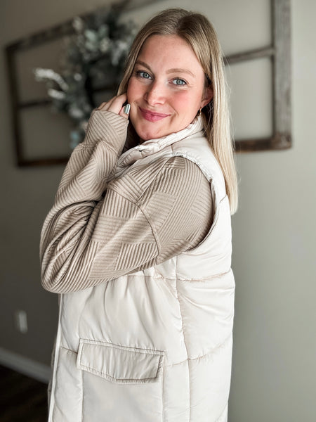 Tahoe Longline Puffer Vest - Cream