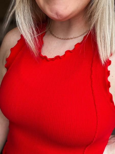 Camdyn Ribbed Tank Top - Red