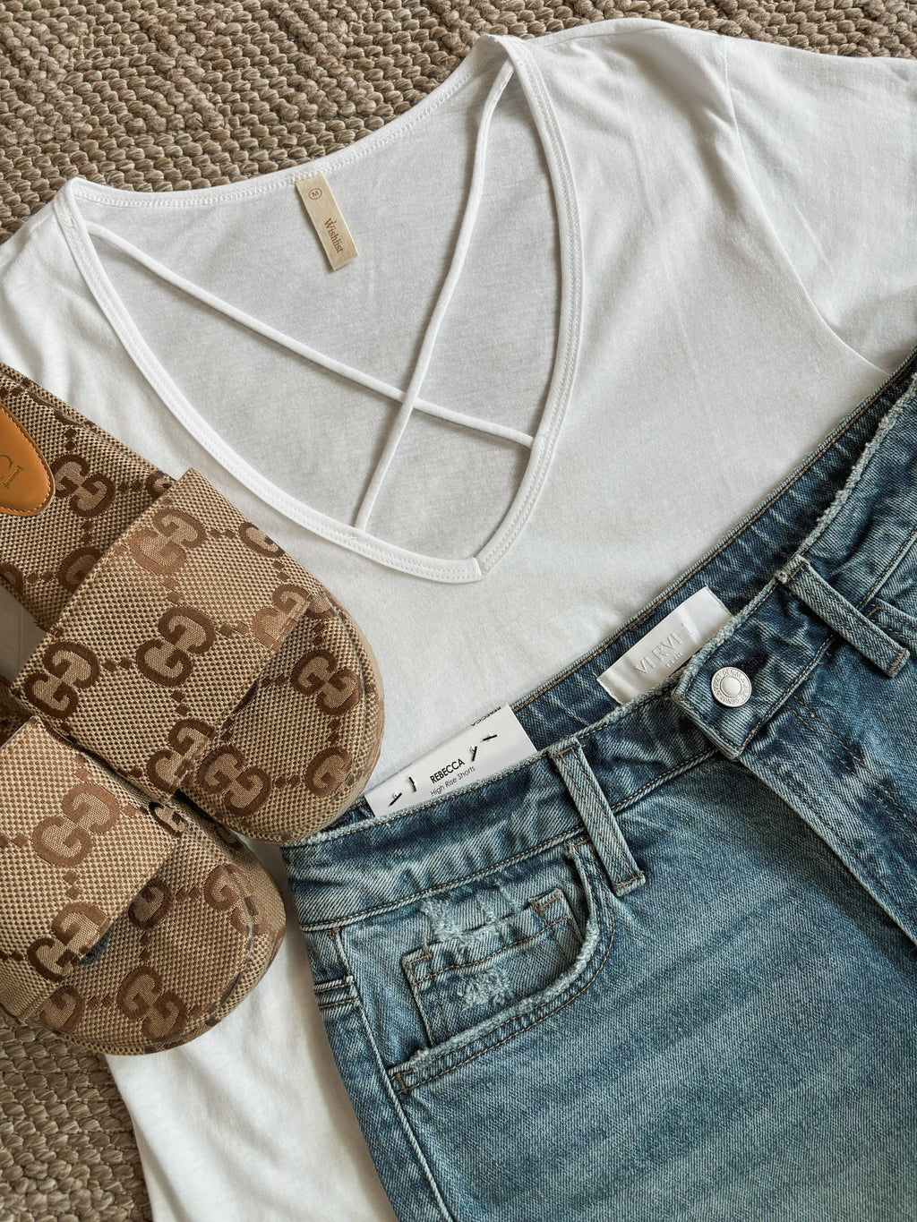 Whitley Criss Cross Tee - White - SIZE SMALL