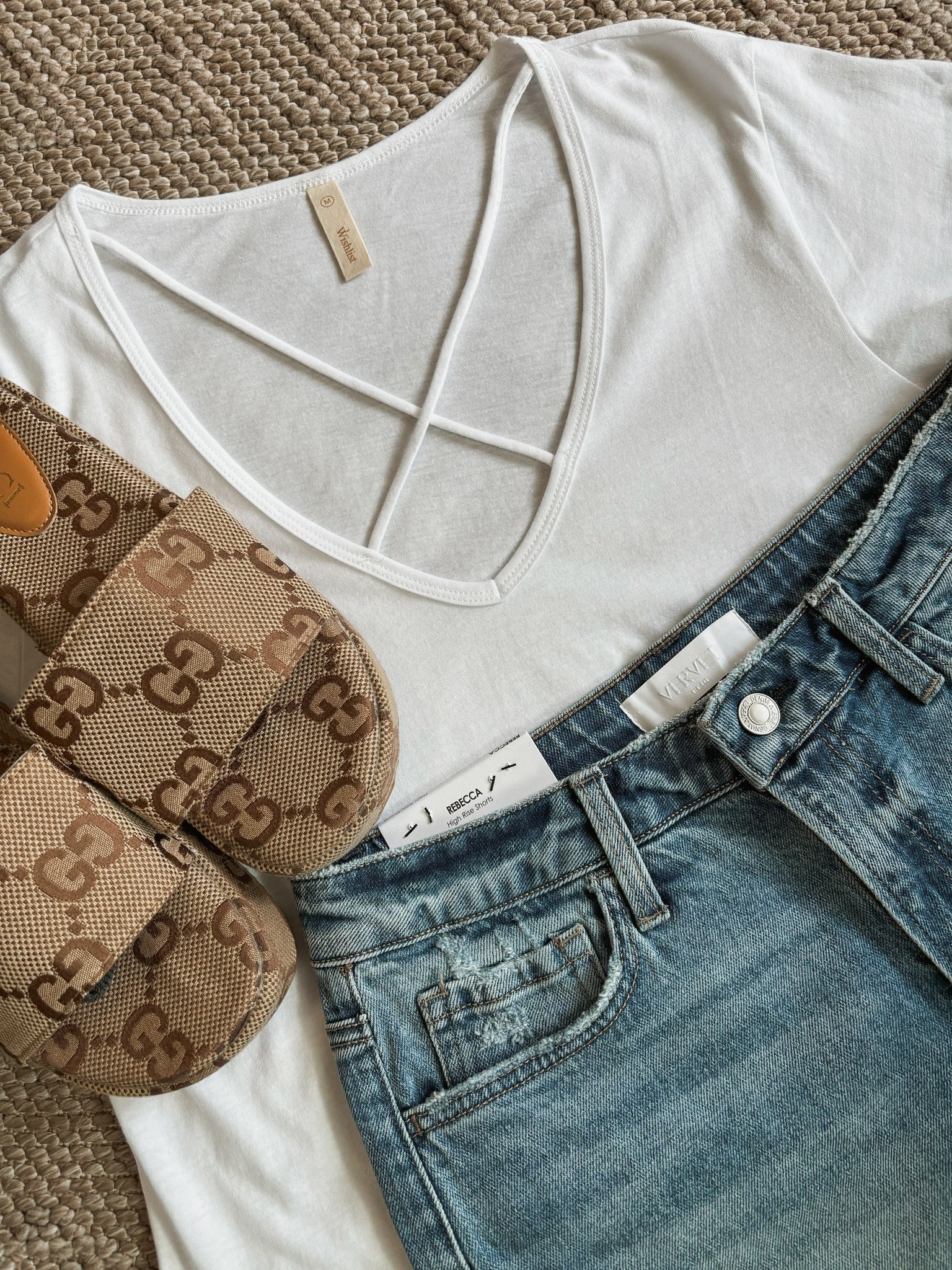 Whitley Criss Cross Tee - White - SIZE SMALL