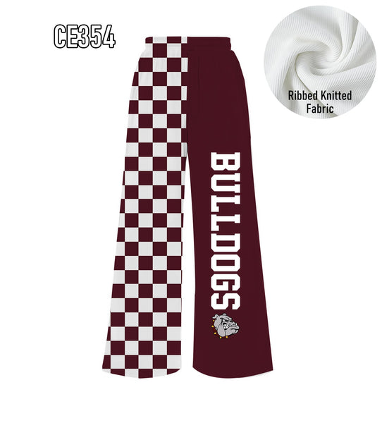PREORDER Spiritwear Checkered Split Leg Bottom - BULLDOGS