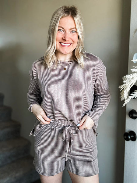 Stevie Ribbed Lounge Set - Mocha