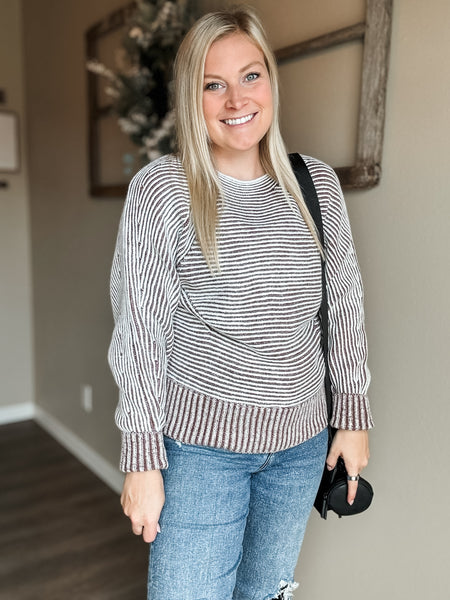 Cozy Chalet Striped Sweater - SIZE MEDIUM