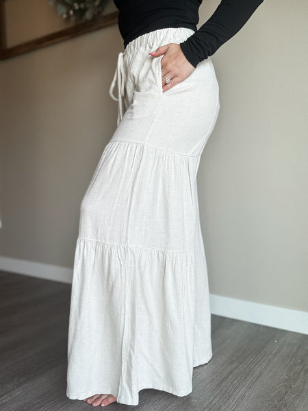 Romilly Tiered Palazzo Pant - Natural