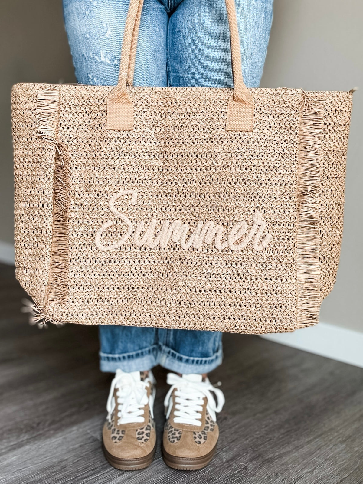 Summer Escape Straw Tote - Tan