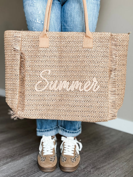 Summer Escape Straw Tote - Tan