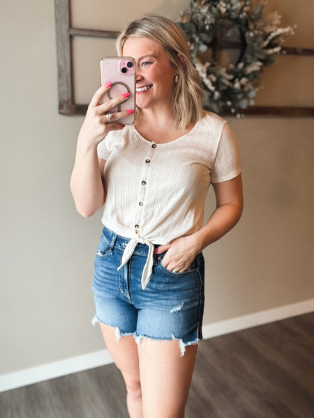 Myla Frayed Hem Denim Shorts