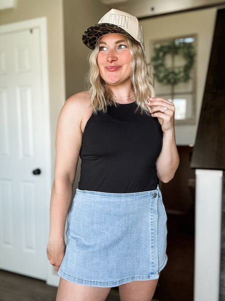 Abilene Wrap Front Denim Skort
