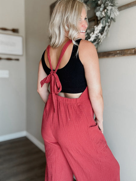 Scarlett Knotted Back Jumpsuit - SIZE MEDIUM