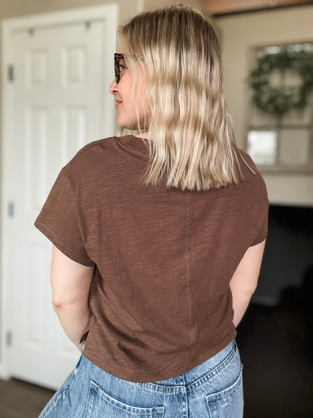Matilda V Neck Tee - Chocolate