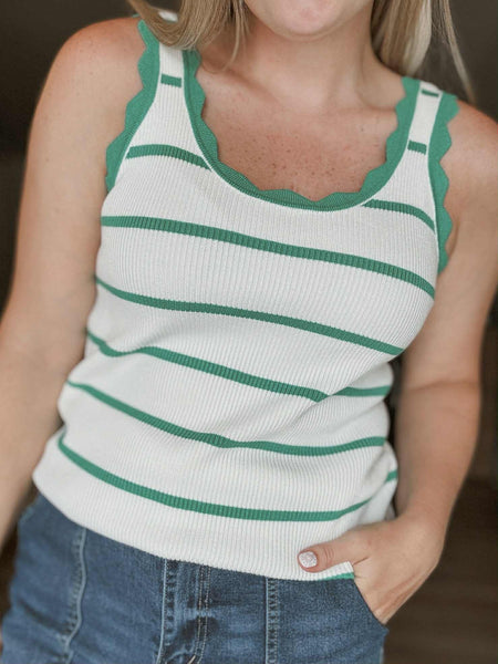 Maris Scalloped Trim Tank - SIZE MEDIUM