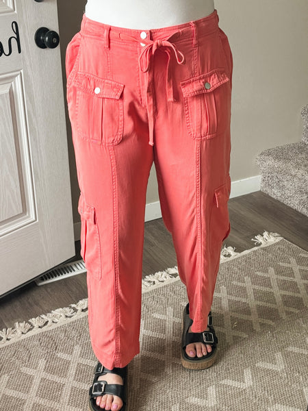 Riley Relaxed Cargo Pant - Coral