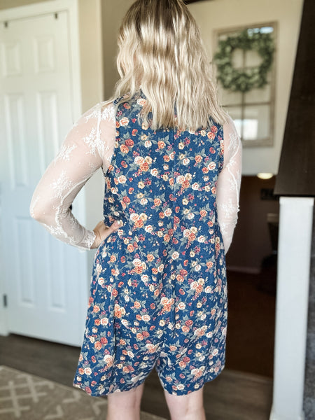 Gardenia Floral Denim Romper