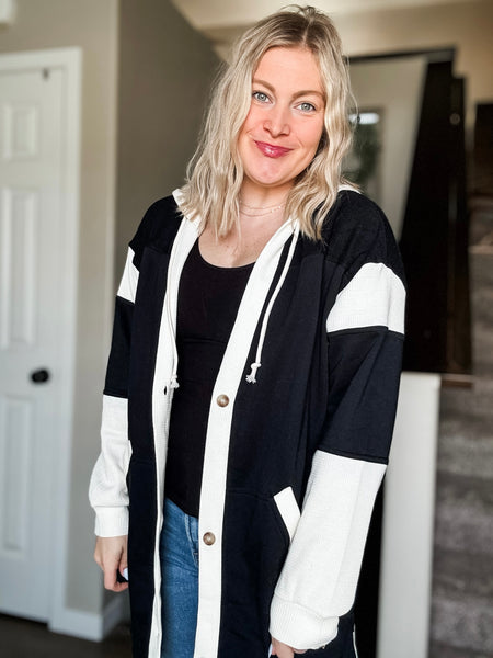 PREORDER Kaelyn Contrast Button Up Hoodie