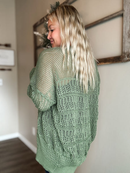 Kairi Netted Cardigan - Moss