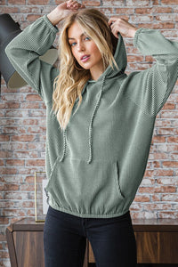 Coco Ribbed Hoodie - Olive