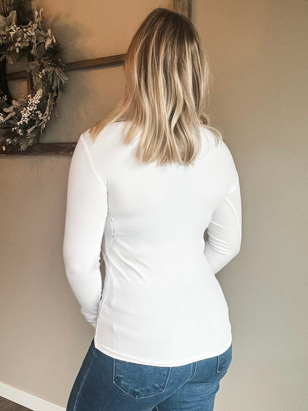 Mella Micro-Ribbed Long Sleeve - Off White