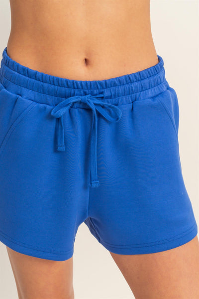 Greta Drawstring Waist Shorts - Blue