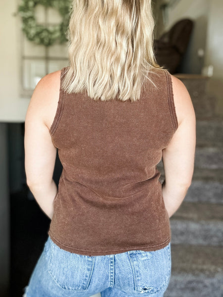 PREORDER Paisleigh Ribbed Henley Tank