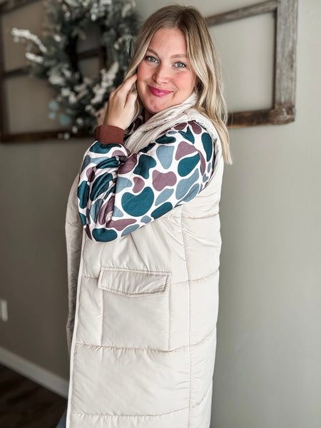 Tahoe Longline Puffer Vest - Cream