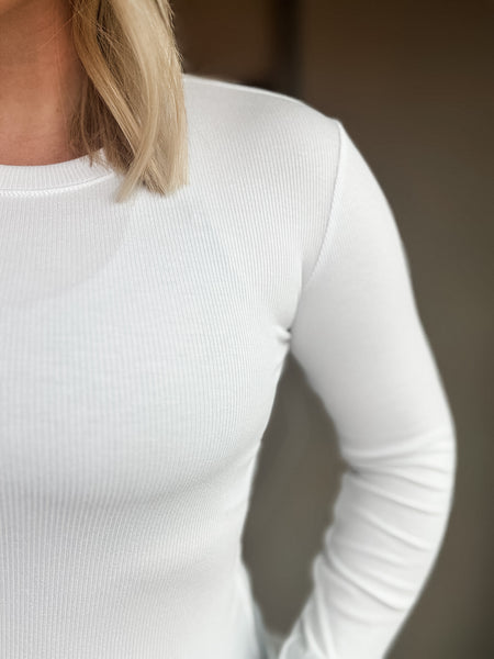Mella Micro-Ribbed Long Sleeve - Off White