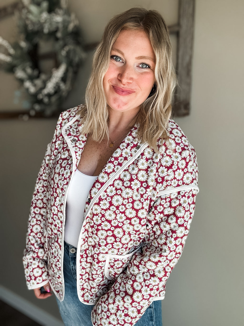Fiora Floral Quilted Jacket - SIZE MEDIUM