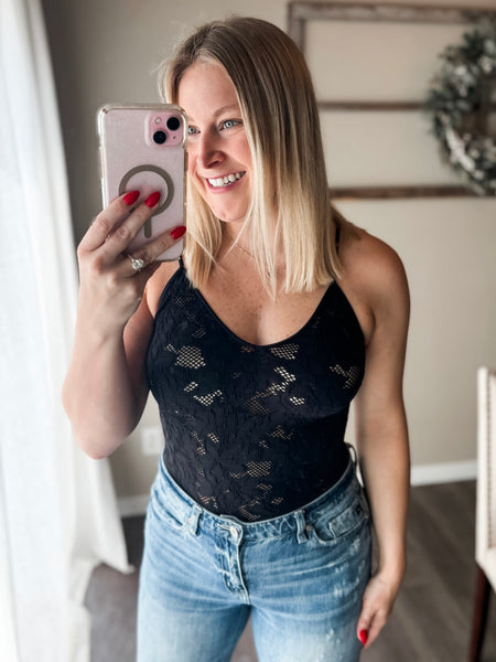 Louie Lace Bodysuit - Black