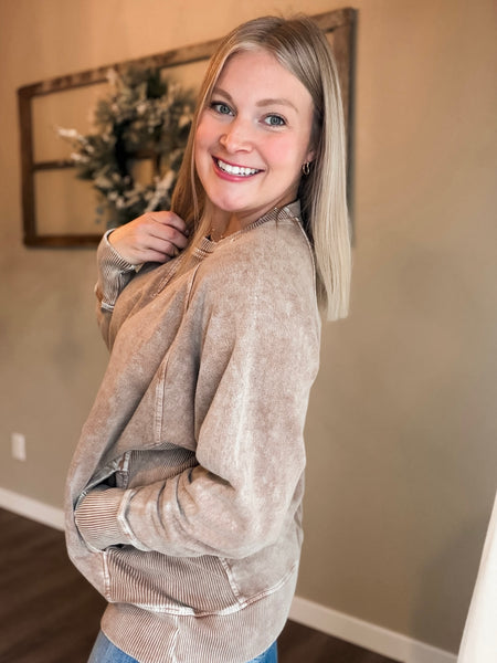 Torrance Mineral Wash Pullover - Brown