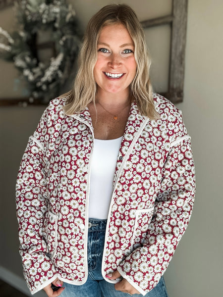 Fiora Floral Quilted Jacket - SIZE MEDIUM