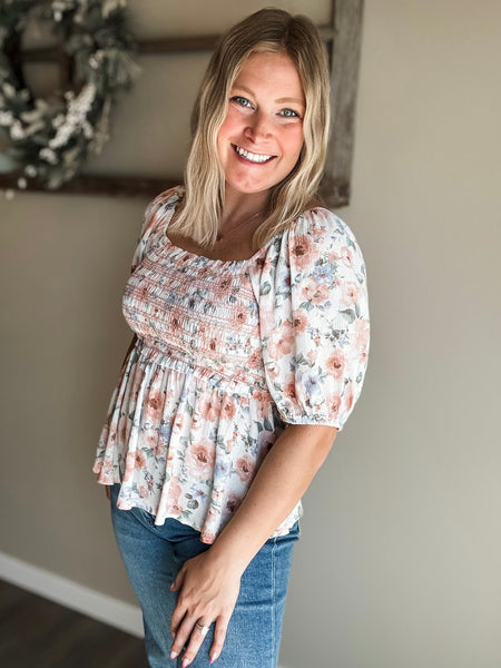 Vianne Smocked Babydoll Top