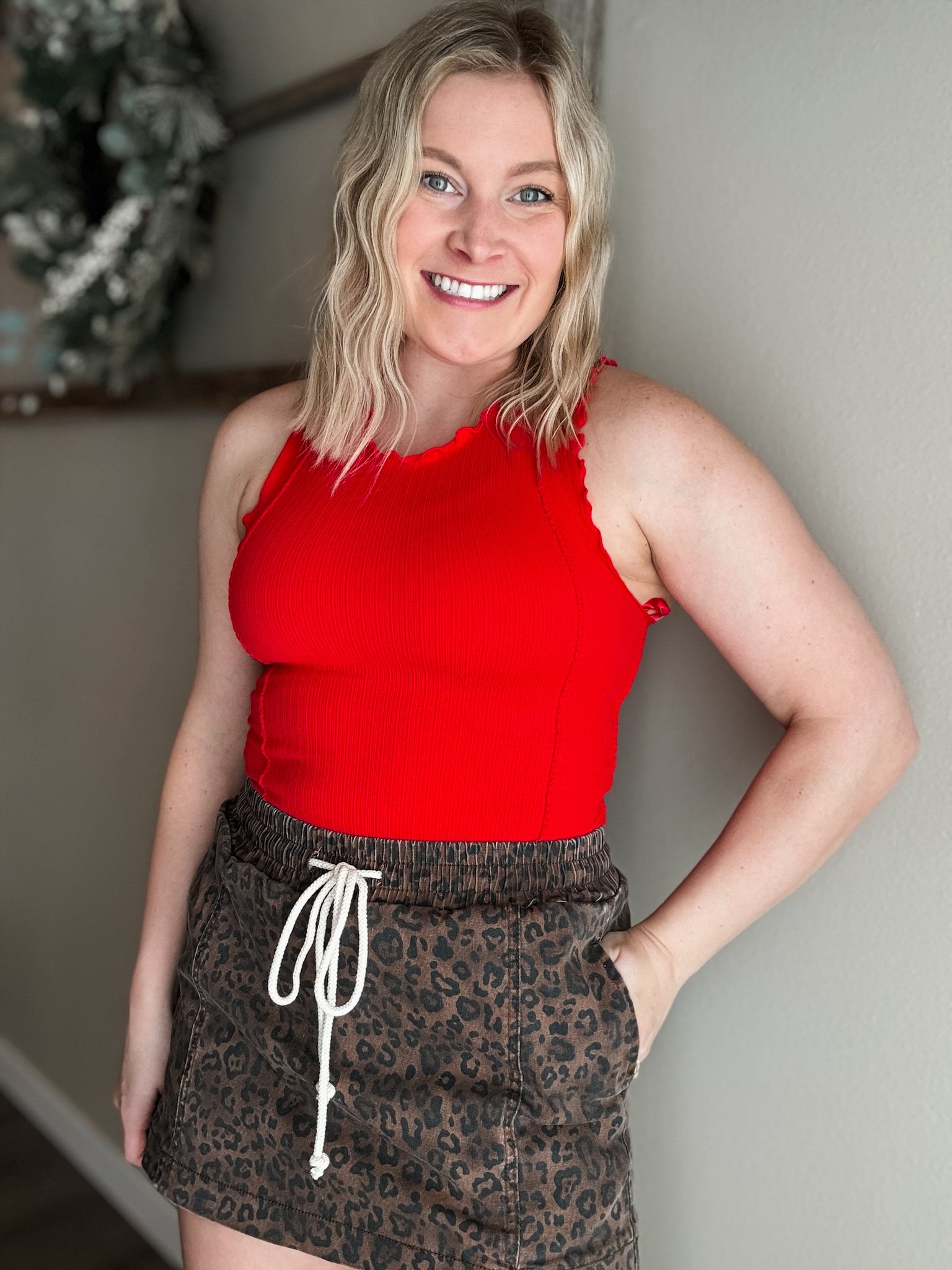 Camdyn Ribbed Tank Top - Red
