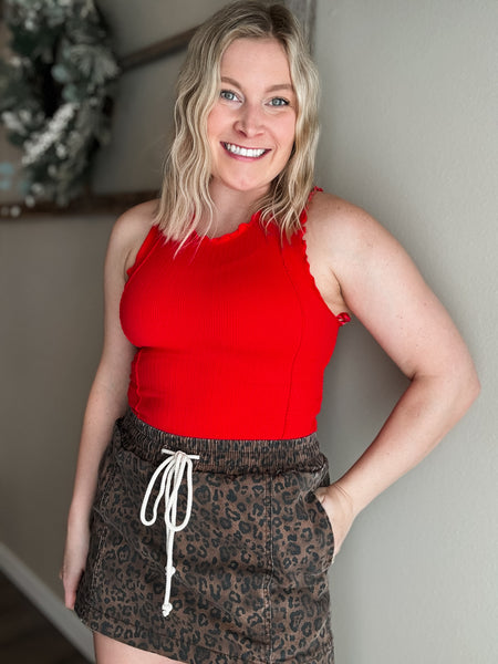 Camdyn Ribbed Tank Top - Red