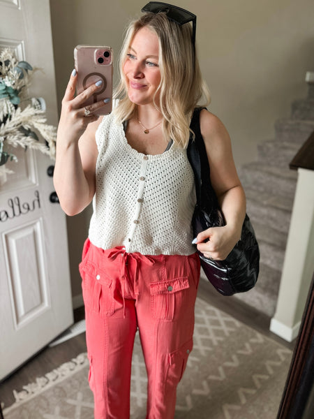 Riley Relaxed Cargo Pant - Coral
