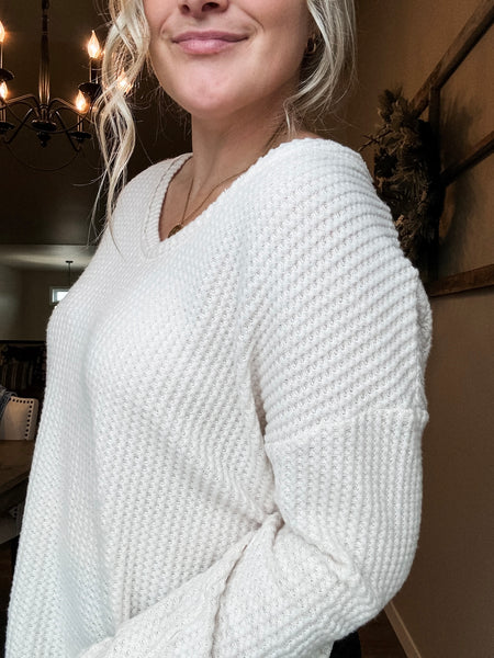 Baylor Waffle Knit Top - SIZE LARGE