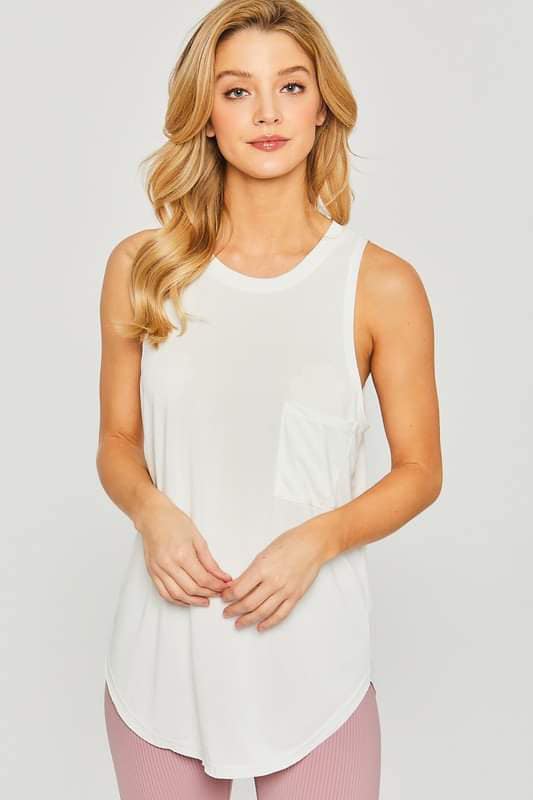 Trina Jersey Sleeveless Top - White