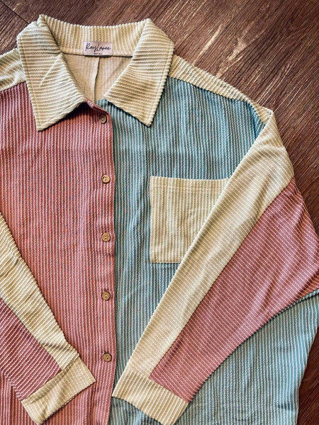 Taffy Colorblock Ribbed Top - SIZE SMALL